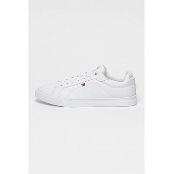 Pantofi sport din piele cu logo brodat discret Icoun Court - Alb optic