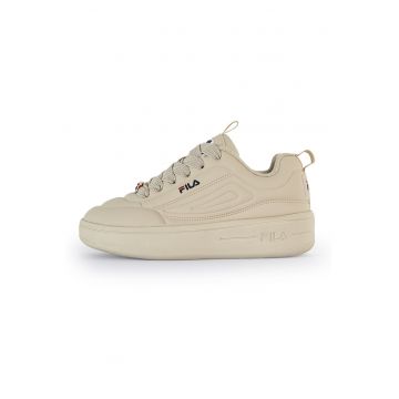 Pantofi sport flatform din piele ecologica cu logo Superbubble - Bej