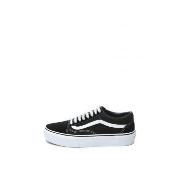 Tenisi unisex flatform cu insertii de piele intoarsa Old Skool - Negru