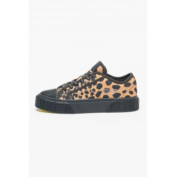 Pantofi sport cu model animal print - Negru/Maro deschis