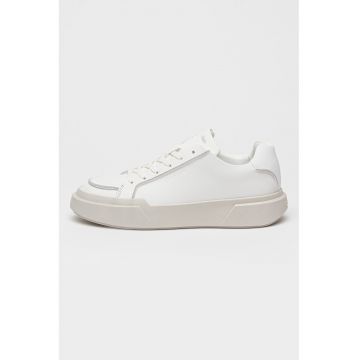 Pantofi sport din piele cu aspect masiv - Alb