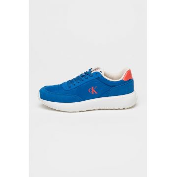 Pantofi sport din piele cu logo - Rosu/Albastru royal