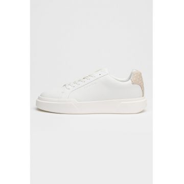 Pantofi sport din piele si piele ecologica - Bej/Alb optic