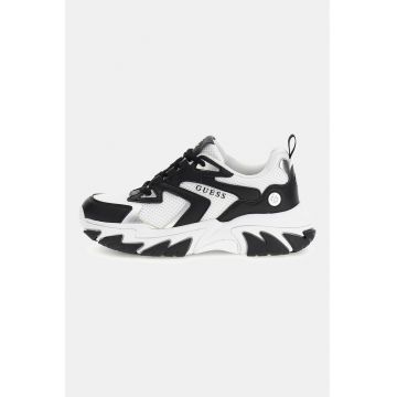 Pantofi sport low-cut cu talpa wedge - Negru/Alb optic