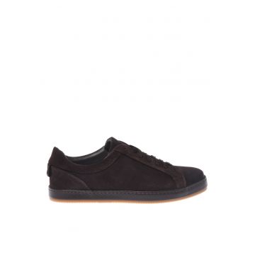 Pantofi sport low-cut de piele intoarsa - Maro