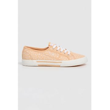 Tenisi cu animal print - Alb/Portocaliu pal