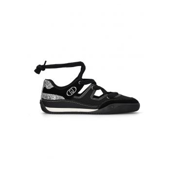 Pantofi sport cu decupaje - Negru/Argintiu