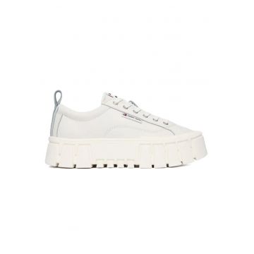 Pantofi sport dama  TJW VULC FLATFORM LEATHER - Piele naturala - Alb -