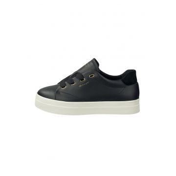 Pantofi sport de piele si piele intoarsa - Negru