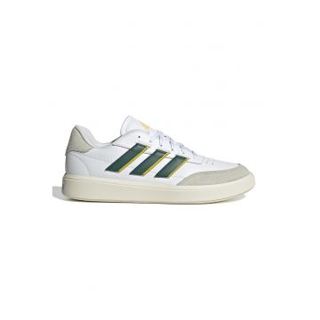 Pantofi sport din piele ecologica si piele intoarsa sintetica Courtblock - Verde englez/Alb optic/Grej