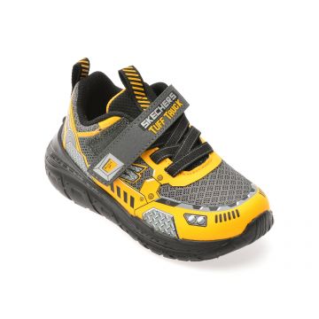 Pantofi sport SKECHERS galbeni, SKECH TRACKS, din material textil