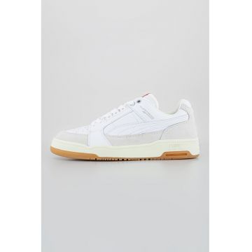 Pantofi sport unisex din piele si piele intoarsa Ami Slipstream - Alb/Gri deschis