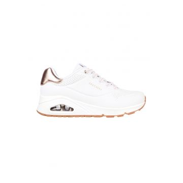 Pantofi sport de piele ecologica Uno Shimmer Away - Alb