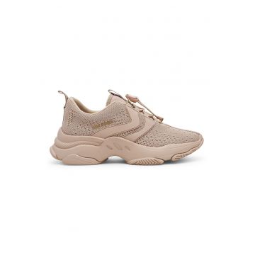 Pantofi sport din material textil cu talpa masiva - Maro taupe deschis
