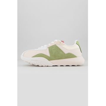 Pantofi sport din plasa cu garnituri din piele intoarsa - Alb/Verde pal