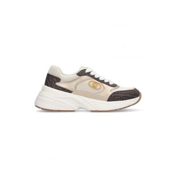 Pantofi sport low-cut cu model monograma - Auriu/Maro taupe/Bej