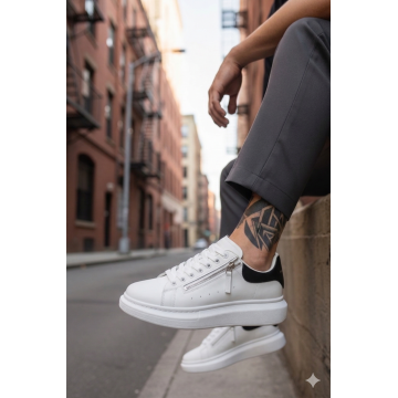 Adidasi barbati casual  albi cu negru K05 N10-1