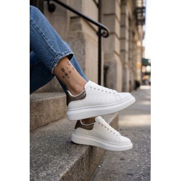 Adidasi dama casual albi cu maro 111