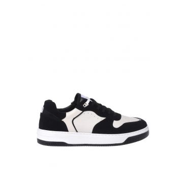 Pantofi sport cu garnituri de piele intoarsa - Alb/Negru