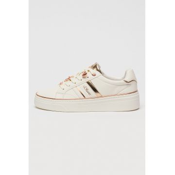 Pantofi sport flatform cu detalii metalice - Alb/Auriu rose