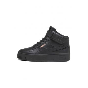 Pantofi sport mid-high de piele si piele ecologica cu banda velcro Carina Street - Auriu/Negru