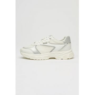 Pantofi sport cu garnituri din piele ecologica - Gri deschis/Alb optic/Argintiu