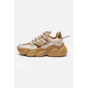 Pantofi sport demi-wedge Spectator-R - Caramel/Argintiu/Bej deschis