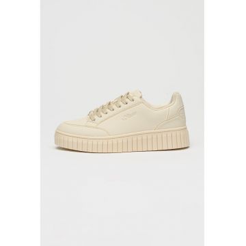 Pantofi sport din piele ecologica cu logo in relief - Alb fildes