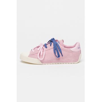 Pantofi sport din piele intoarsa Taylor cu clapa si sireturi decorative - Roz