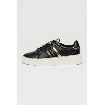 Pantofi sport flatform cu detalii metalice - Negru/Auriu deschis