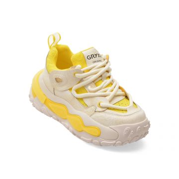 Pantofi sport GRYXX galbeni, 5373, din material textil si piele naturala