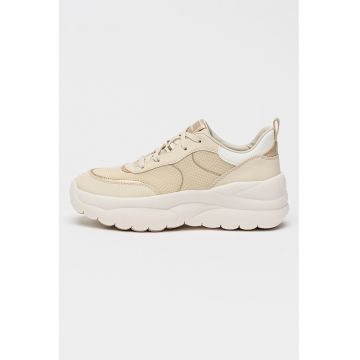 Pantofi sport Xtors cu garnituri din piele si aspect masiv - Bej deschis