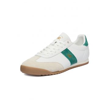 Tenisi barbati -  piele naturala alb verde - textil