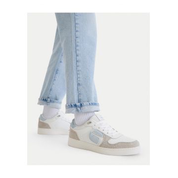 Tenisi dama -  piele naturala - alb - material textil