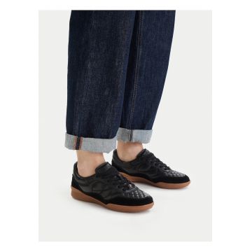 Tenisi dama -  piele naturala - negru - interior textil