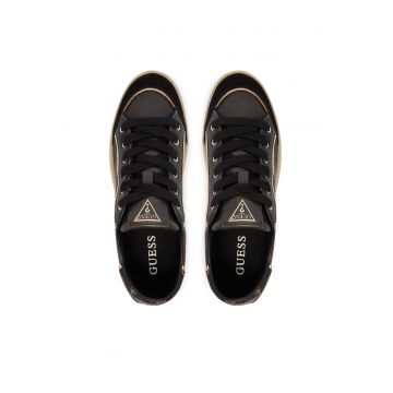 Tenisi dama -  piele naturala - negru - material textil -