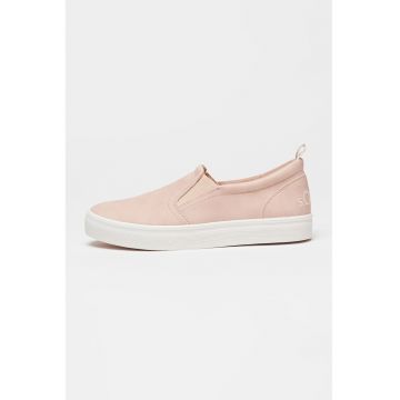 Tenisi slip-on din material textil - Roz prafuit deschis