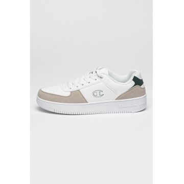 Pantofi sport de piele ecologica Andy - Alb/Verde englez/Grej