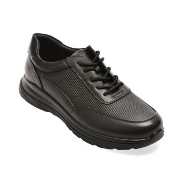Pantofi sport OTTER negri, HT3, din piele naturala