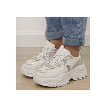 Sneakers albi cu talpa groasa DKB9201 M4 19949 - Alb
