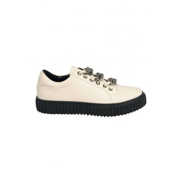 Pantofi sport flatform din piele ecologica cu detalii din lant