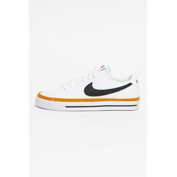 Pantofi sport de piele ecologica cu imprimeu logo Court Legacy - Alb/Negru/Maro