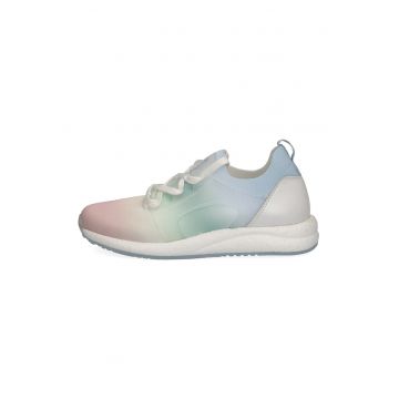 Pantofi sport slip-on de plasa tricotata cu garnitura de piele pe partea din spate