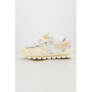 Pantofi sport de plasa cu logo si velcro - Gri/Portocaliu persan/Crem