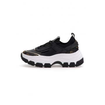 Pantofi sport de piele ecologica cu aspect masiv - Negru/Maro