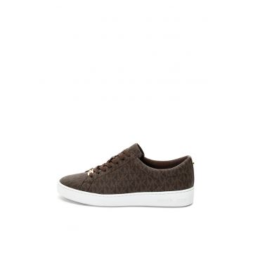 Pantofi sport de piele ecologica - cu model logo Keaton - Maro inchis