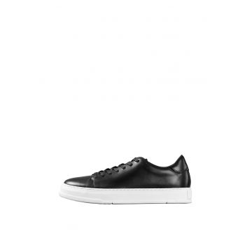 Pantofi sport de piele cu talpa contrastanta