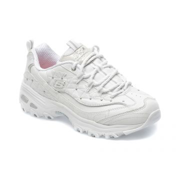 Pantofi sport SKECHERS albi, D LITES, din piele naturala