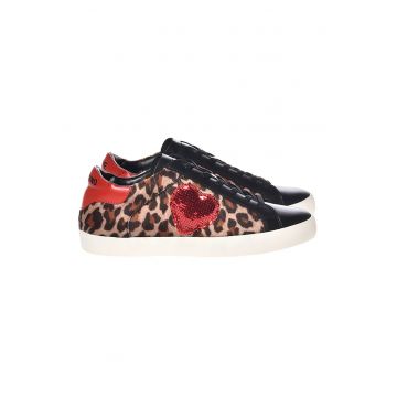 Pantofi sport cu segmente cu animal print