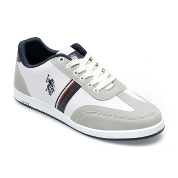 Pantofi sport US POLO ASSN albi, KARWT2P, din piele ecologica